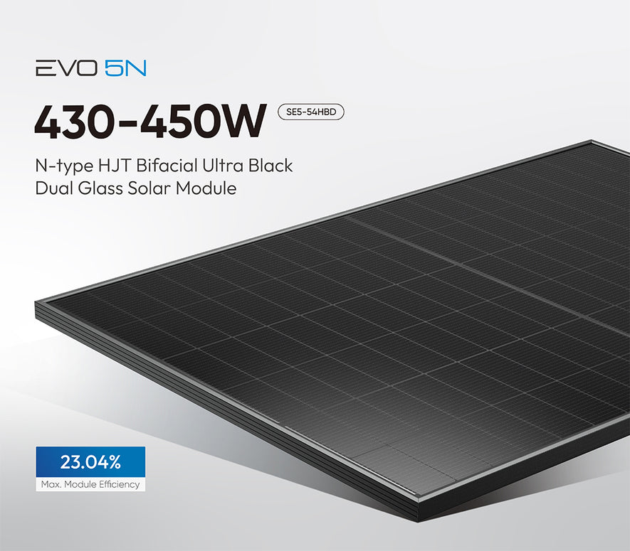 Hyundai Solar HiT-H450CE-BF 450 Wp, N-Type HJT, 1762 x 1134 x 30 mm, bifacial, juodas rėmas