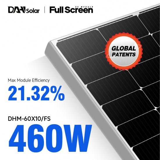 Dah Solar 460W DHM-60X10/FS Full screen Black Frame - Airoxa.eu⎮Saulės elektrinės⎮Šilumos siurbliai⎮Kondicionieriai⎮Pigiau!